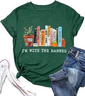 Banned Books Shirts for Women Reading Tshirts Gifts for Teacher Bookworm Readers Librarian Bibliophile Tee Tops S-XXL