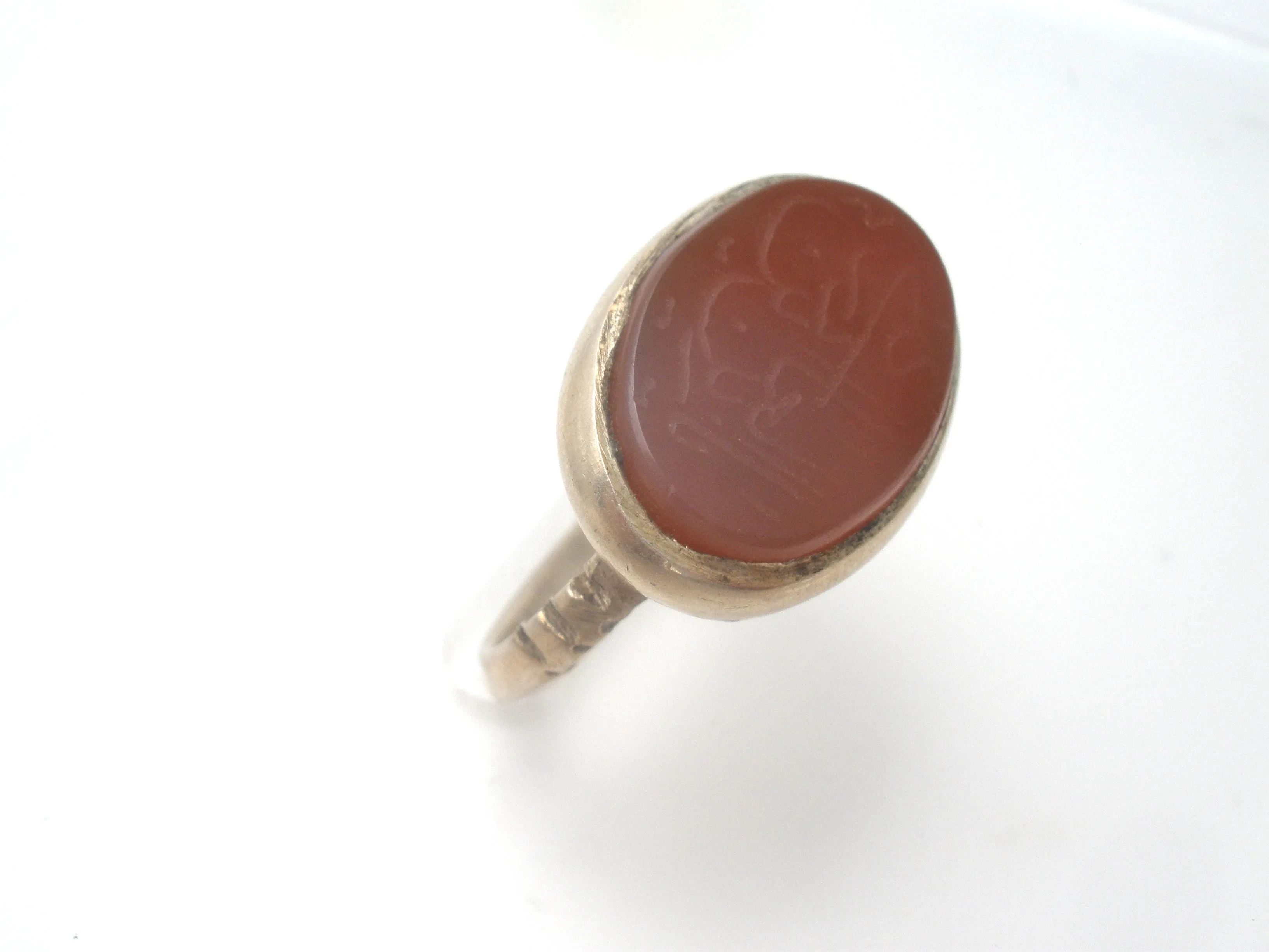 Carved Carnelian Sterling Silver Ring Size 6.5