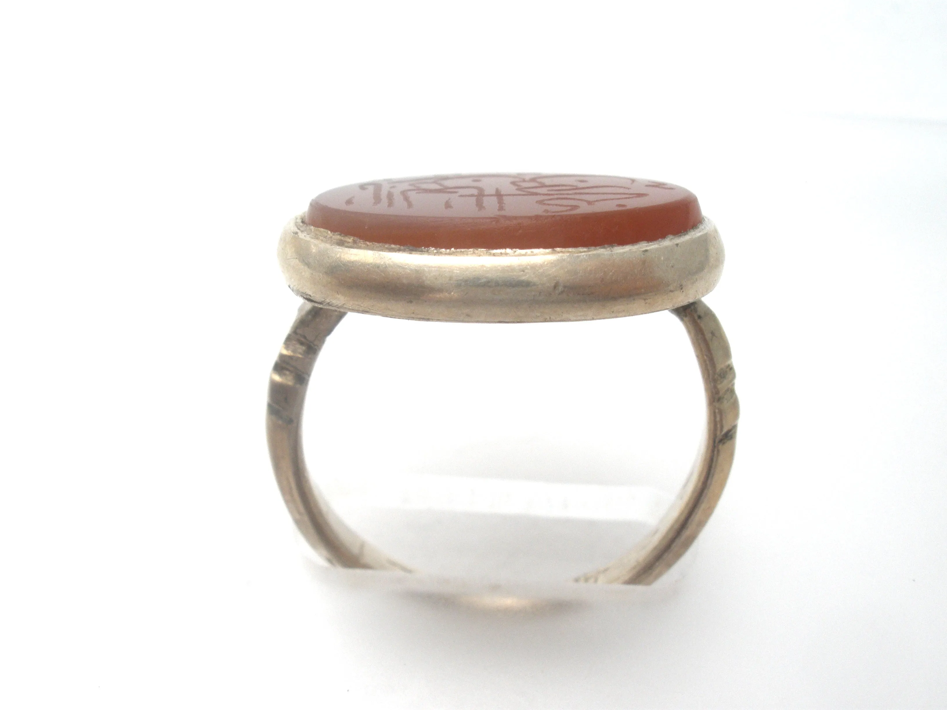 Carved Carnelian Sterling Silver Ring Size 6.5