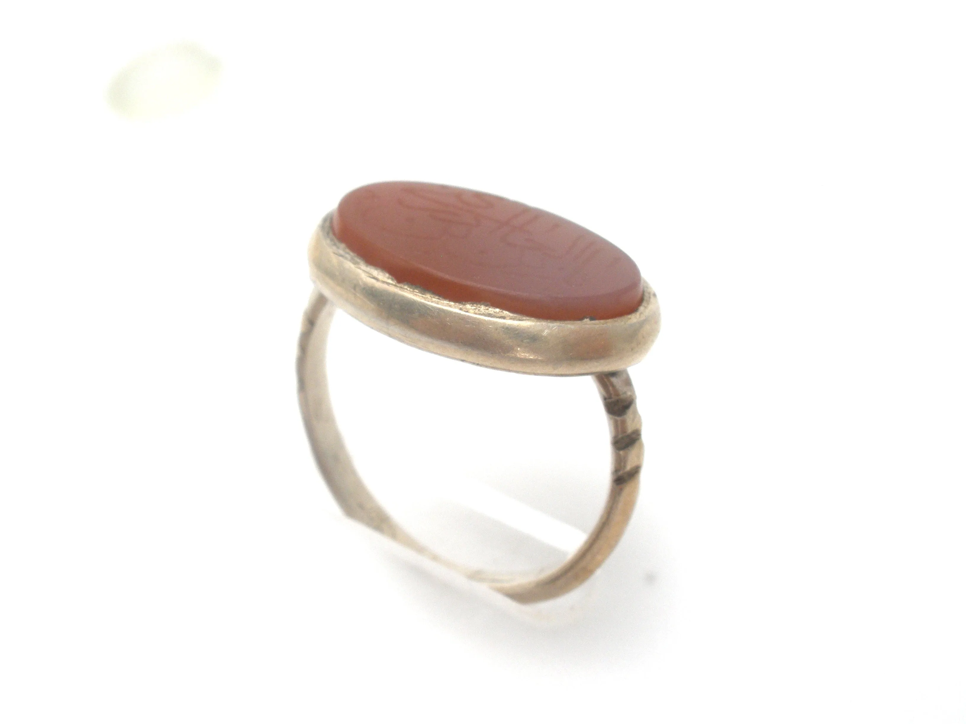 Carved Carnelian Sterling Silver Ring Size 6.5