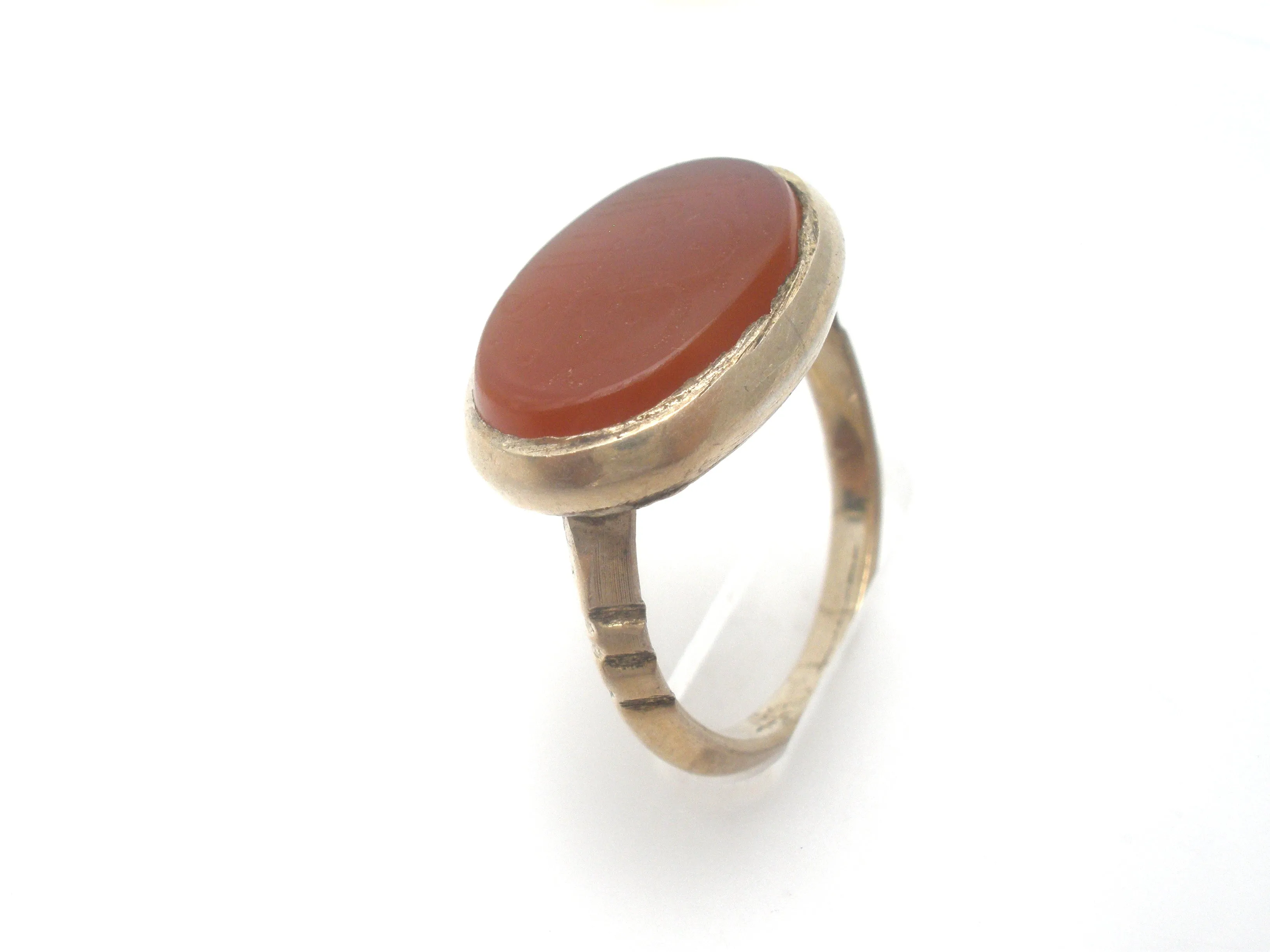 Carved Carnelian Sterling Silver Ring Size 6.5