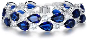 EVER FAITH Women's Prong Cubic Zirconia Vintage Style Dual Layer Tear Drop Bracelet
