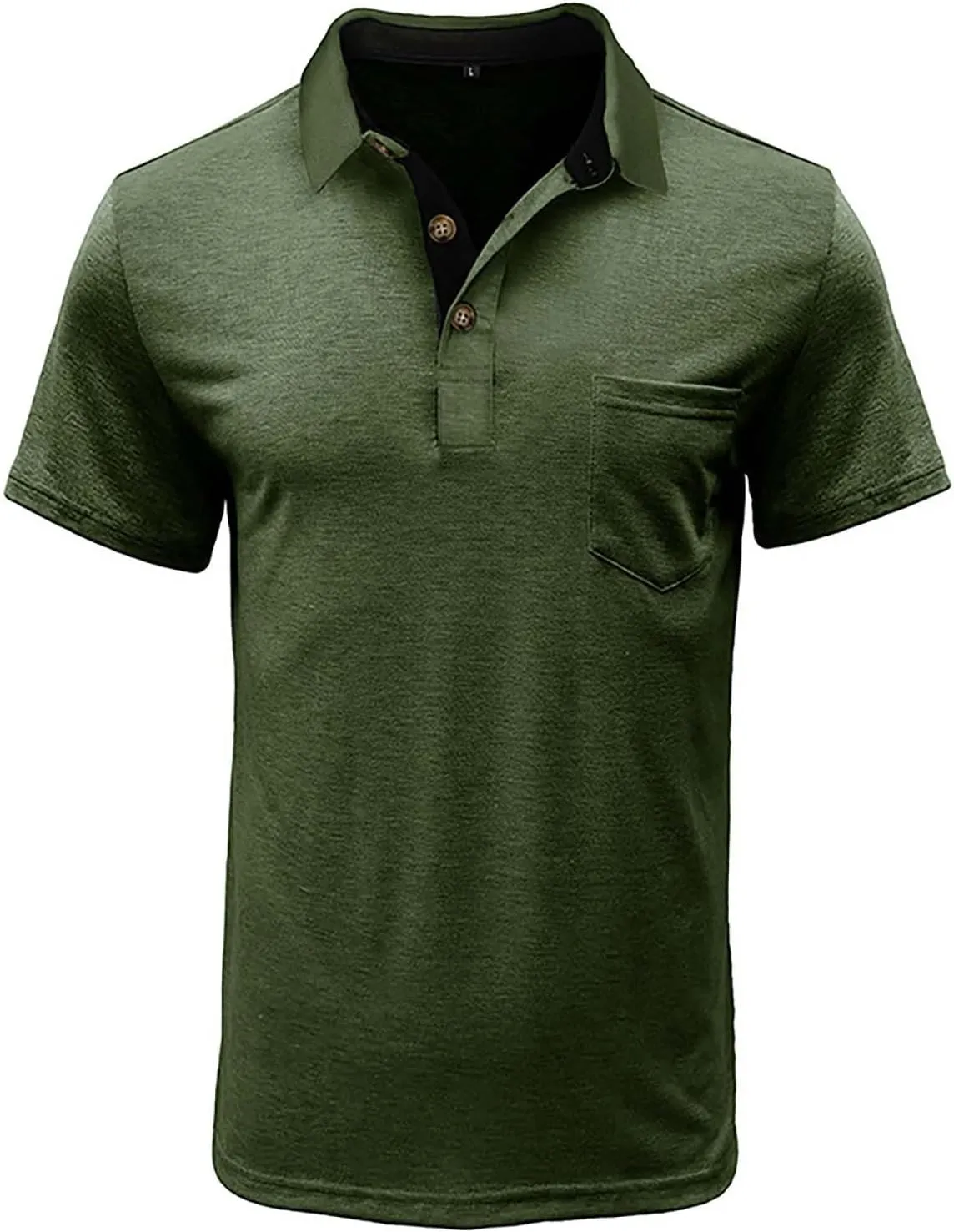 HXHYQKP Men's Polo Shirts Summer Short Sleeve Casual 3 Button T-Shirts Classic Basic Golf Work Tees Tops with Pocket