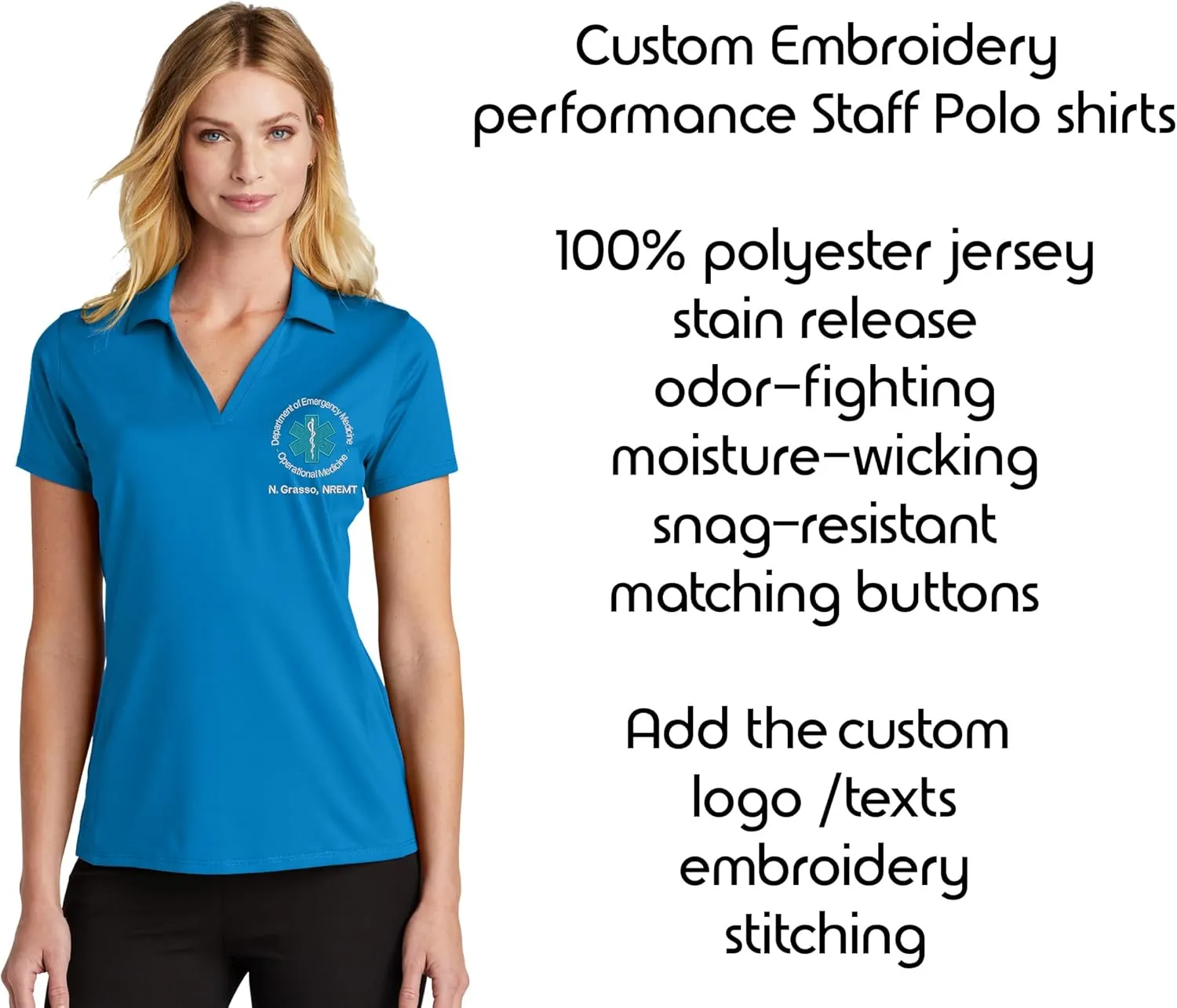 INK STITCH Women Lk398 Custom Embroidery Add Logo Texts Staff Performance Polo Shirts
