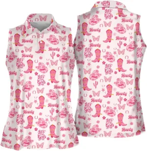 LASFOUR Personalized Funny Golf Shirts for Women Sleeveless. Funny Ladies Golf Shirts, Flamingo Golf Shirt Women