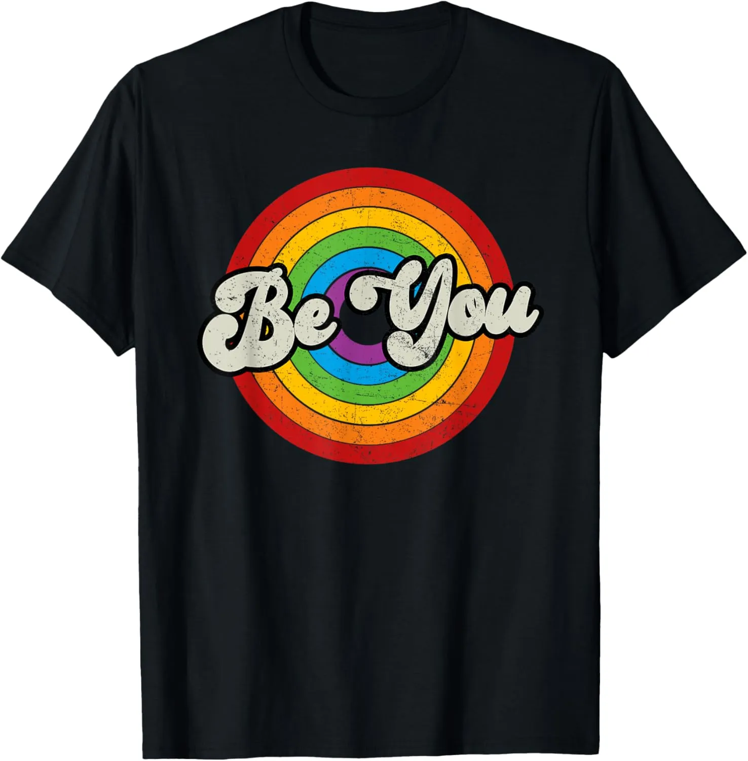 LGBTQ Be You Gay Pride LGBT Ally Rainbow Flag Retro Vintage T-Shirt