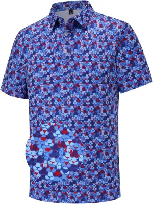 Mens Golf Polo Shirts Short Sleeve Moisture Wicking Dry Fit Performance Casual Funny Golf Polo Shirts for Men