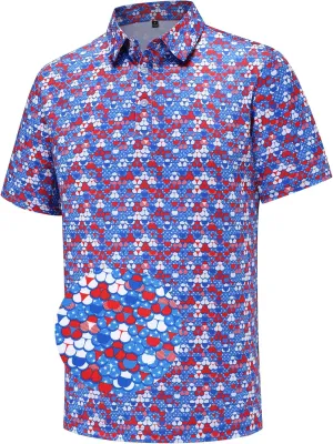 Mens Golf Polo Shirts Short Sleeve Moisture Wicking Dry Fit Performance Casual Funny Golf Polo Shirts for Men