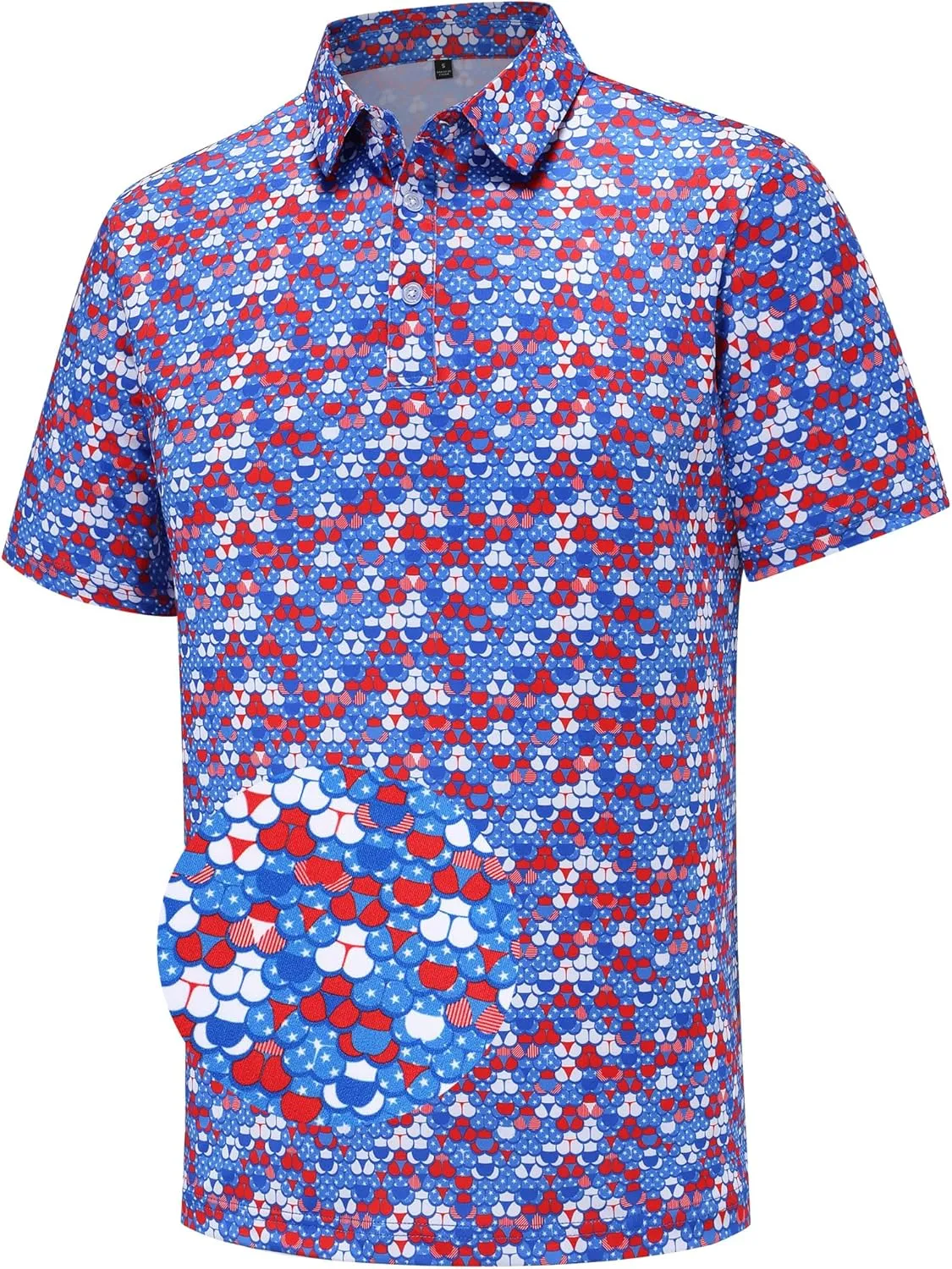 Mens Golf Polo Shirts Short Sleeve Moisture Wicking Dry Fit Performance Casual Funny Golf Polo Shirts for Men