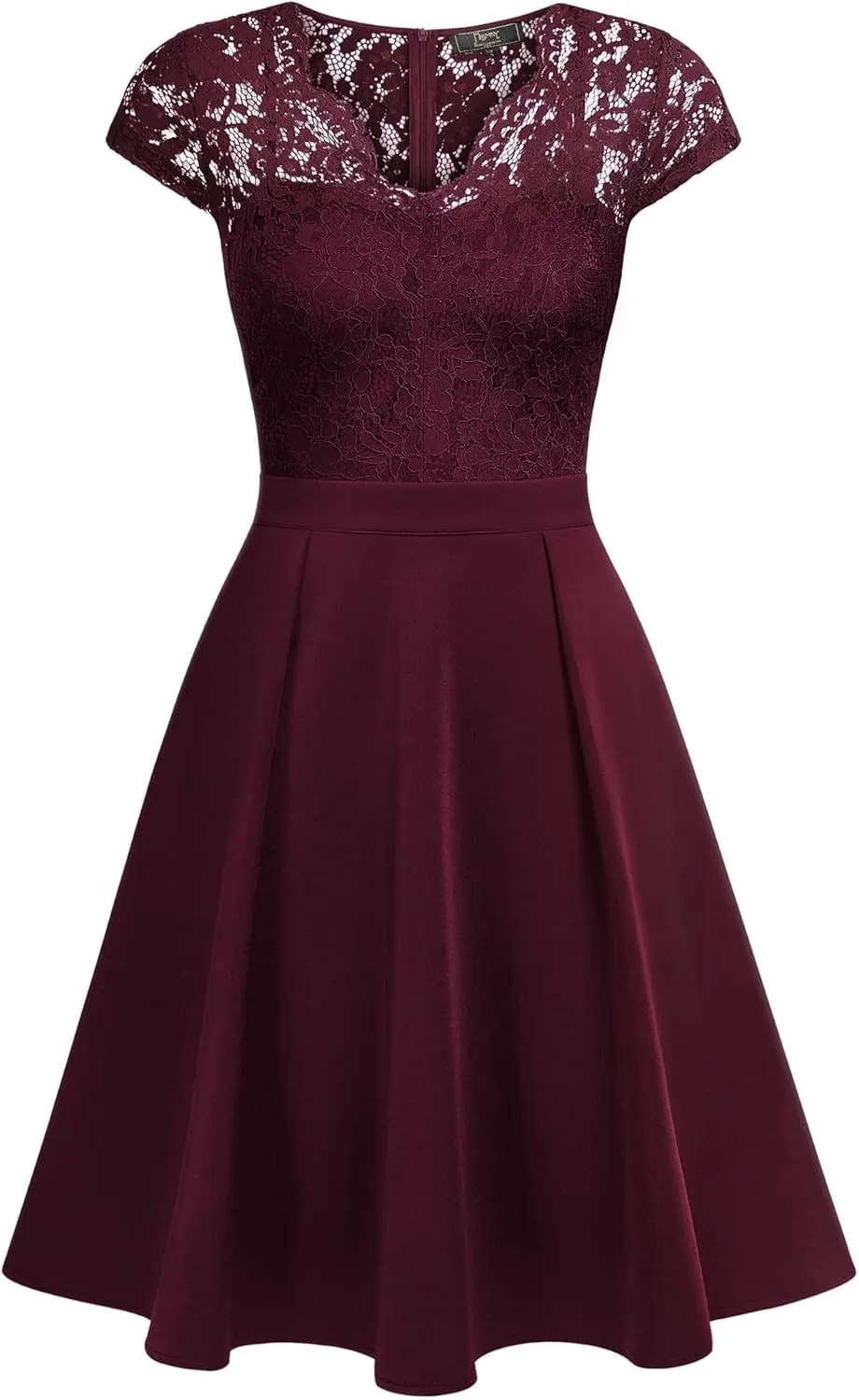 MISSMAY Women's Retro Floral Lace V-Neck Cocktail Party Swing Dress