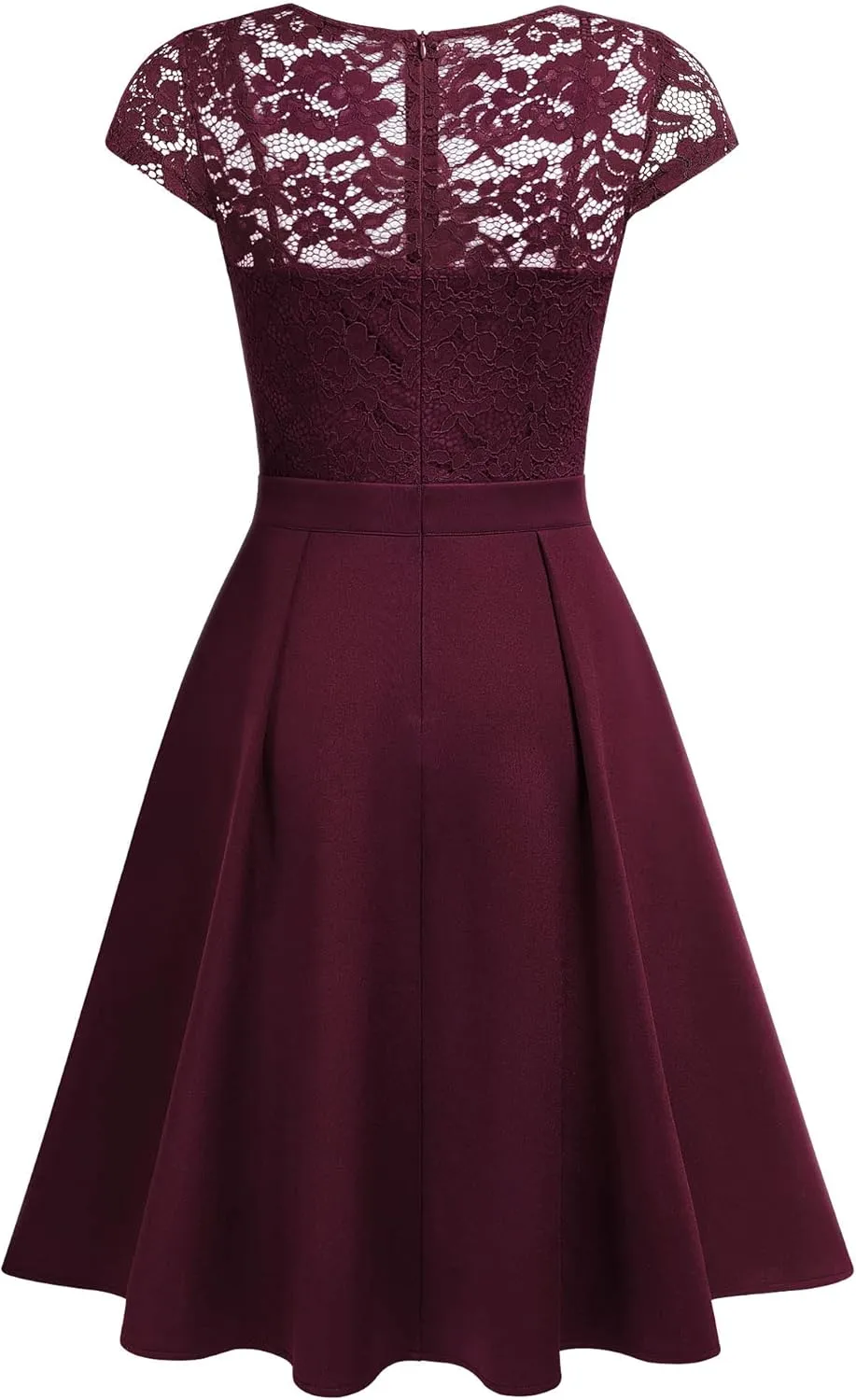 MISSMAY Women's Retro Floral Lace V-Neck Cocktail Party Swing Dress
