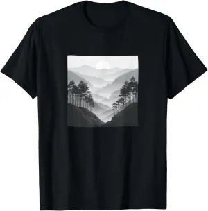 Misty Mountain Valley Vintage Landscape Graphic T-Shirt