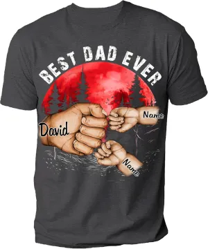 NAZENTI Personalize Best Grandpa Dad Ever Shirt - Custom Fist Bump Papa Father w Kid Name T-Shirt S-4XL Hoodie Sweatshirt