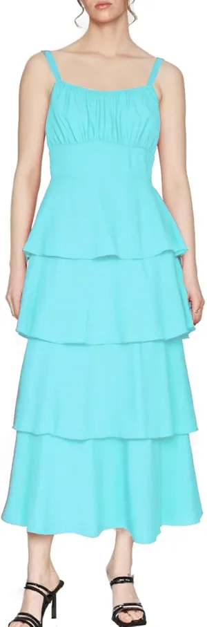 Tiered Ruffle Dress Women Casual Summer Spaghetti Strap Sleeveless Floral Layered Maxi Dress for Women Beach Sundress