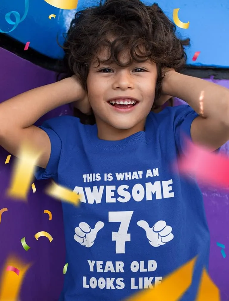 Tstars 7th Birthday Shirt Boy Girl Gifts This is What an Awesome 7 Year Old Looks Like Youth Kids T-Shirt