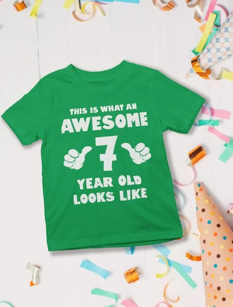 Tstars 7th Birthday Shirt Boy Girl Gifts This is What an Awesome 7 Year Old Looks Like Youth Kids T-Shirt