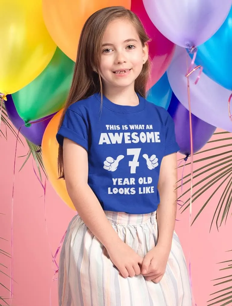 Tstars 7th Birthday Shirt Boy Girl Gifts This is What an Awesome 7 Year Old Looks Like Youth Kids T-Shirt