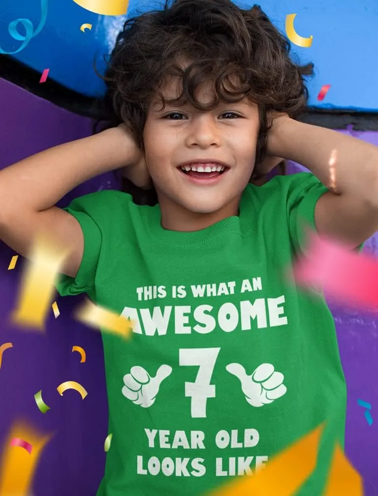 Tstars 7th Birthday Shirt Boy Girl Gifts This is What an Awesome 7 Year Old Looks Like Youth Kids T-Shirt