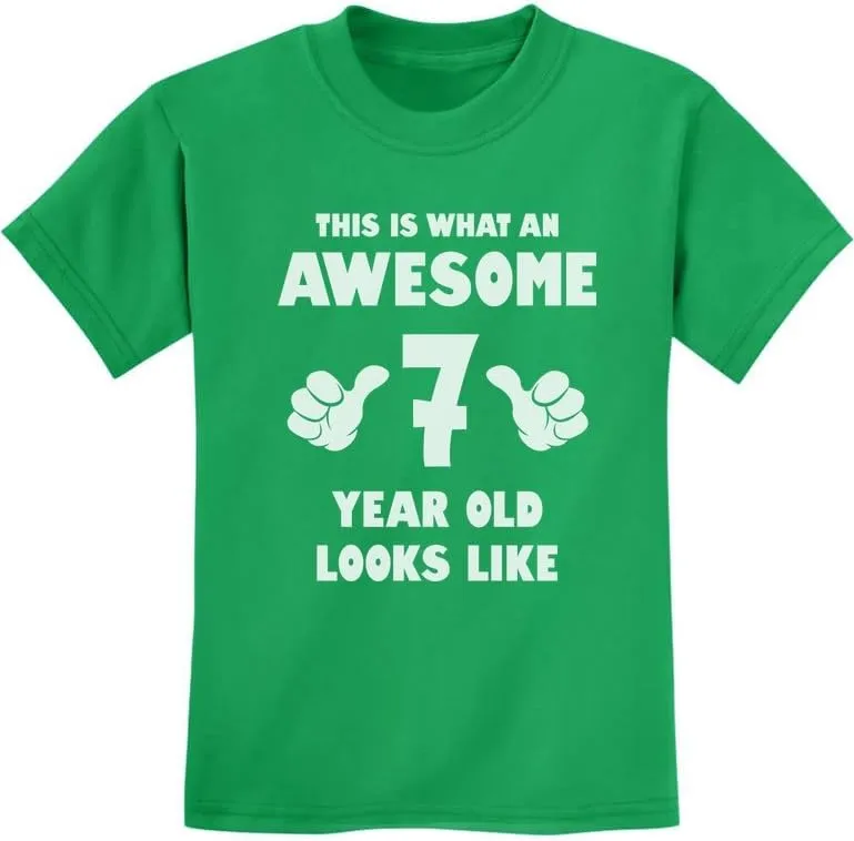 Tstars 7th Birthday Shirt Boy Girl Gifts This is What an Awesome 7 Year Old Looks Like Youth Kids T-Shirt