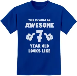 Tstars 7th Birthday Shirt Boy Girl Gifts This is What an Awesome 7 Year Old Looks Like Youth Kids T-Shirt