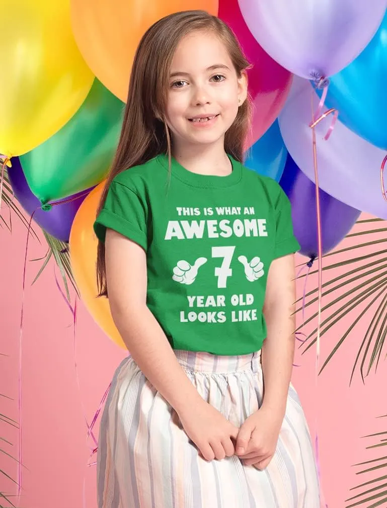 Tstars 7th Birthday Shirt Boy Girl Gifts This is What an Awesome 7 Year Old Looks Like Youth Kids T-Shirt