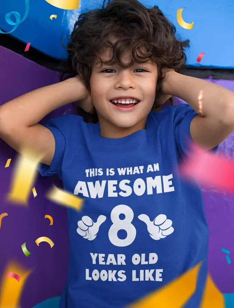 Tstars 8th Birthday Shirts for Boys Girls This is What an Awesome 8 Year Old Looks Like Youth Kids T-Shirt