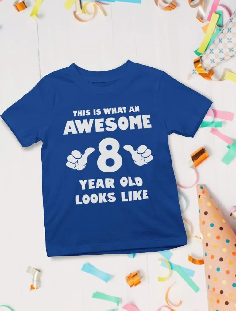 Tstars 8th Birthday Shirts for Boys Girls This is What an Awesome 8 Year Old Looks Like Youth Kids T-Shirt